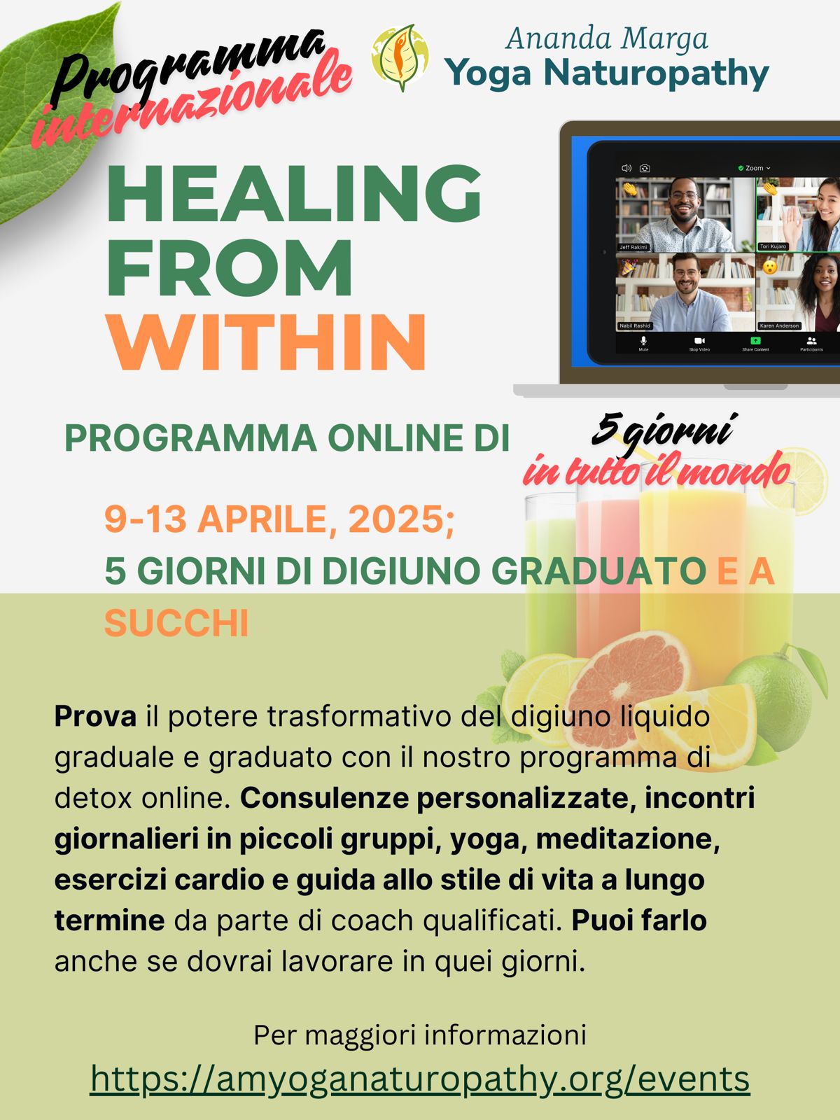 GUARIRE DALL’INTERNO, Programma di digiuno online di 5 giorni.